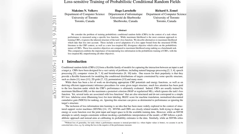 Loss-sensitive Training of Probabilistic Conditional Random Fields