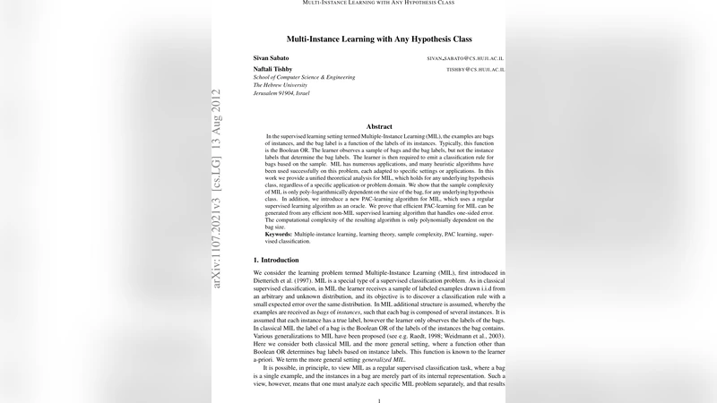 Multi-Instance Learning with Any Hypothesis Class