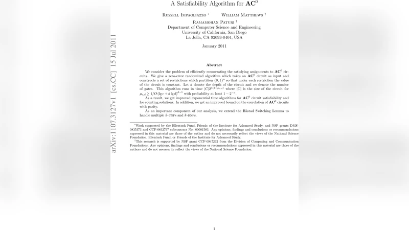 A Satisfiability Algorithm for AC$^0$