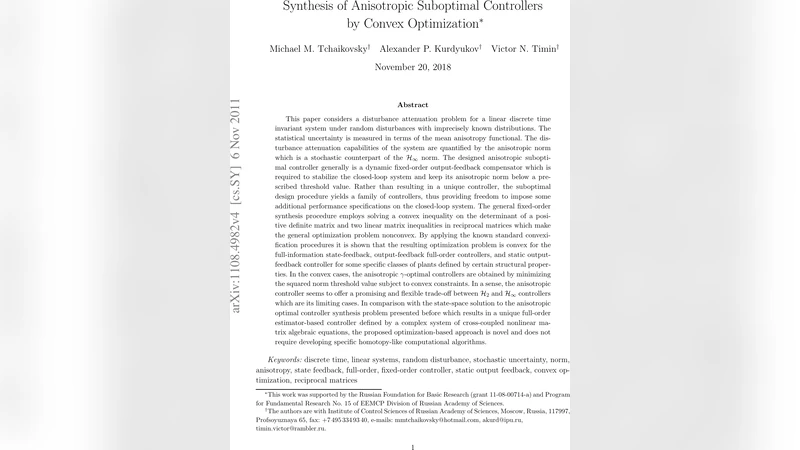 Synthesis of anisotropic suboptimal controllers by convex optimization