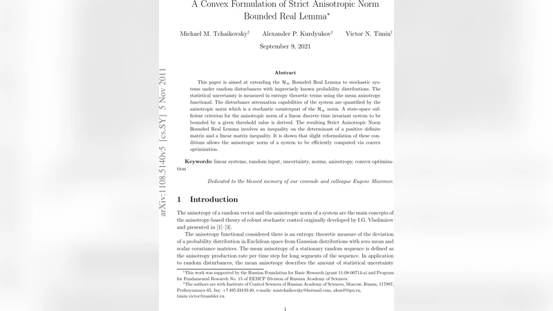 A convex formulation of strict anisotropic norm bounded real lemma