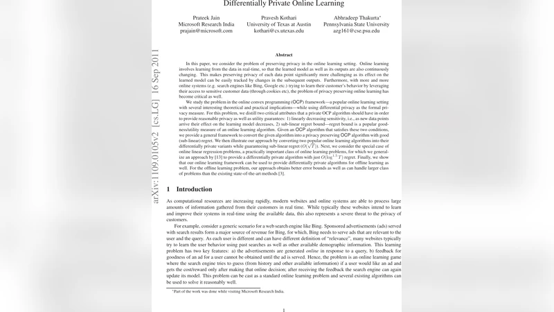 Differentially Private Online Learning