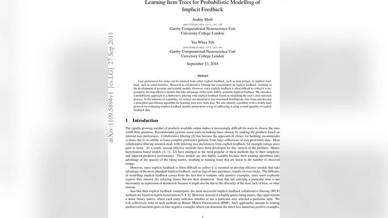Learning Item Trees for Probabilistic Modelling of Implicit Feedback