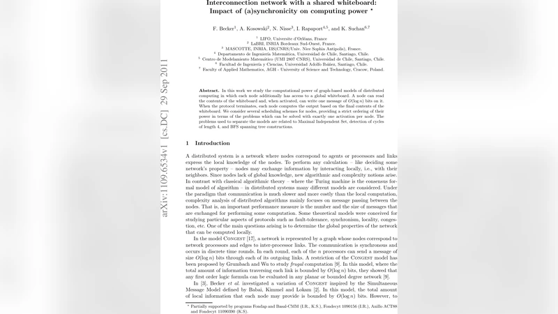 Interconnection network with a shared whiteboard: Impact of   (a)synchronicity on computing power