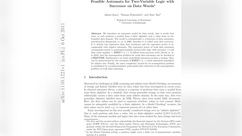 Feasible Automata for Two-Variable Logic with Successor on Data Words