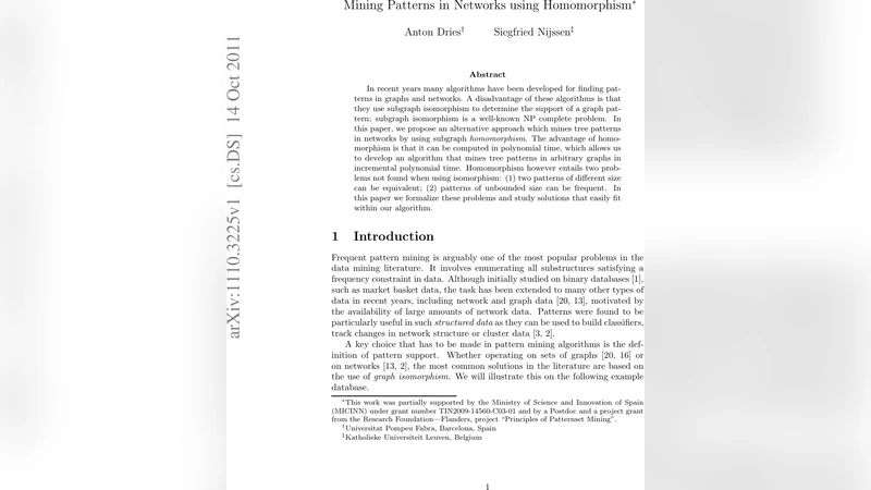 Mining Patterns in Networks using Homomorphism