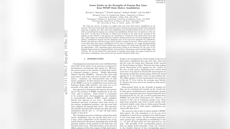 Lower Limits on the Strengths of Gamma Ray Lines from WIMP Dark Matter   Annihilation