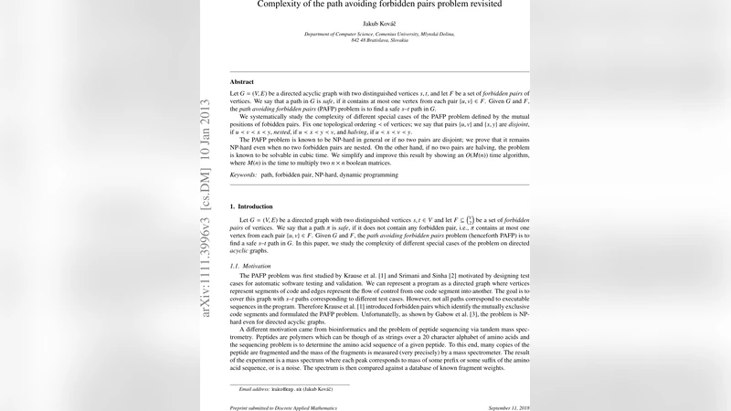 Complexity of the path avoiding forbidden pairs problem revisited