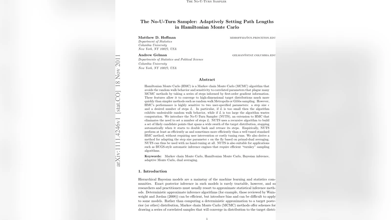 The No-U-Turn Sampler: Adaptively Setting Path Lengths in Hamiltonian   Monte Carlo