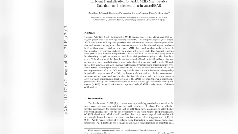 Efficient Parallelization for AMR MHD Multiphysics Calculations;   Implementation in AstroBEAR