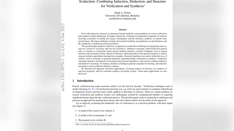 Sciduction: Combining Induction, Deduction, and Structure for   Verification and Synthesis