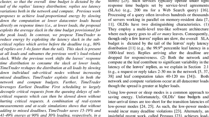 TimeTrader: Exploiting Latency Tail to Save Datacenter Energy for   On-line Data-Intensive Applications