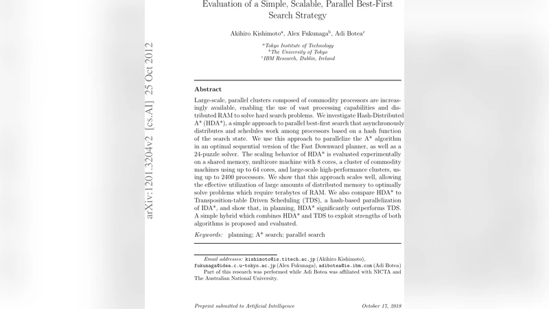 Evaluation of a Simple, Scalable, Parallel Best-First Search Strategy