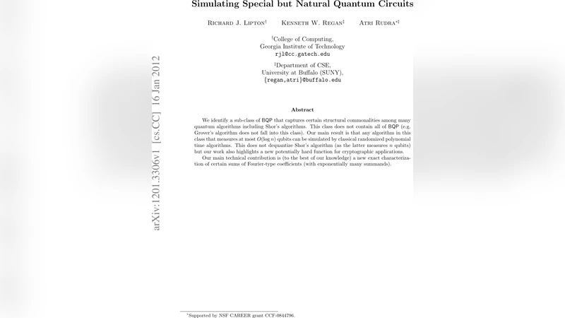 Simulating Special but Natural Quantum Circuits