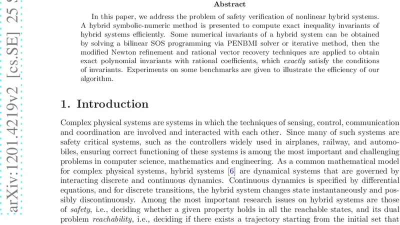 Exact Safety Verification of Hybrid Systems Based on Bilinear SOS   Representation