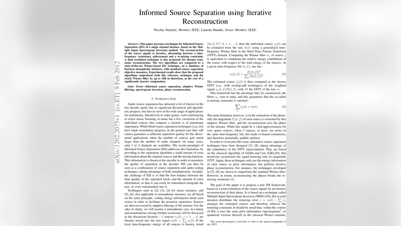 Informed Source Separation using Iterative Reconstruction