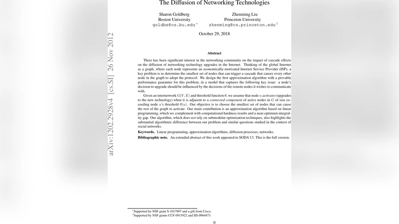 The Diffusion of Networking Technologies