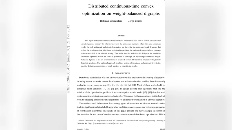 Distributed continuous-time convex optimization on weight-balanced   digraphs