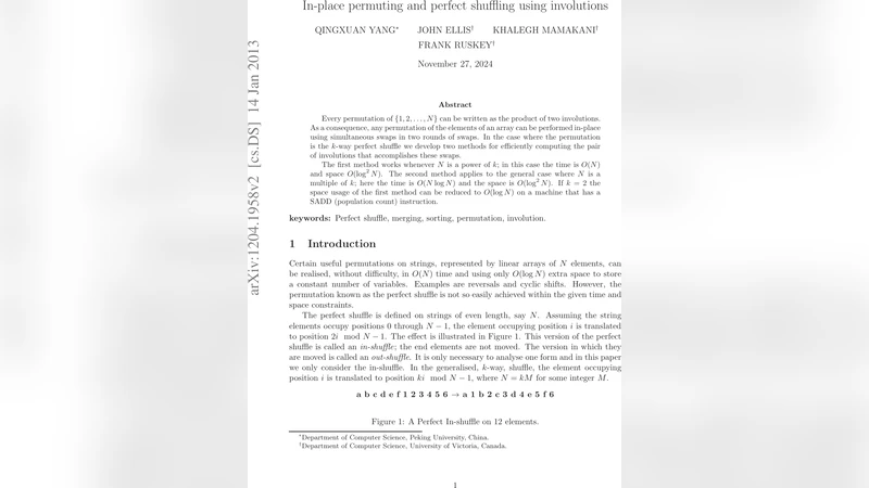 Parallel and sequential in-place permuting and perfect shuffling using   involutions