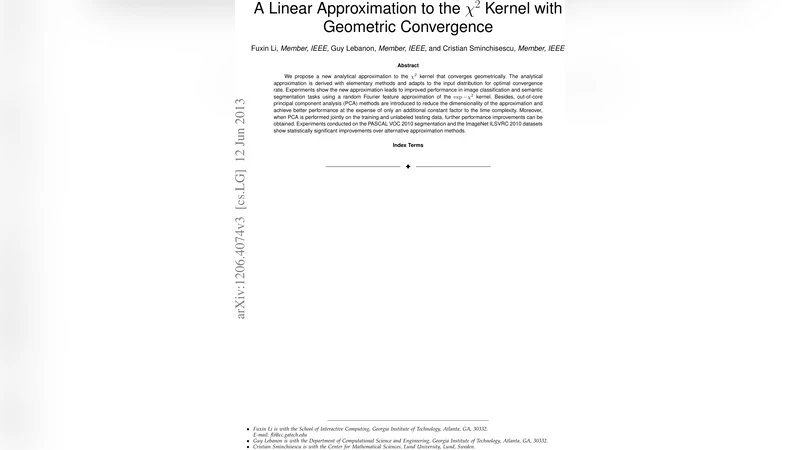 A Linear Approximation to the chi^2 Kernel with Geometric Convergence