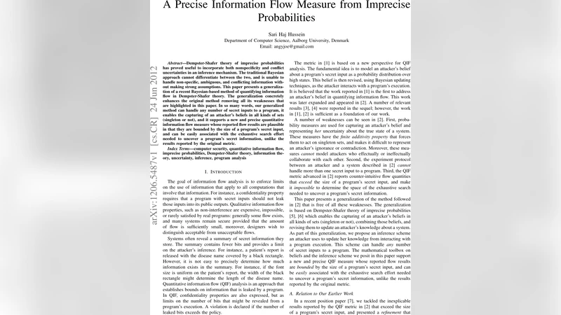 A Precise Information Flow Measure from Imprecise Probabilities
