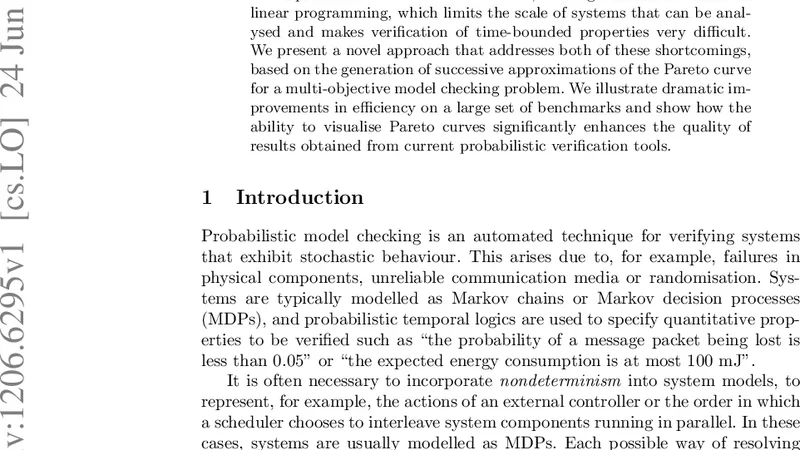 Pareto Curves for Probabilistic Model Checking