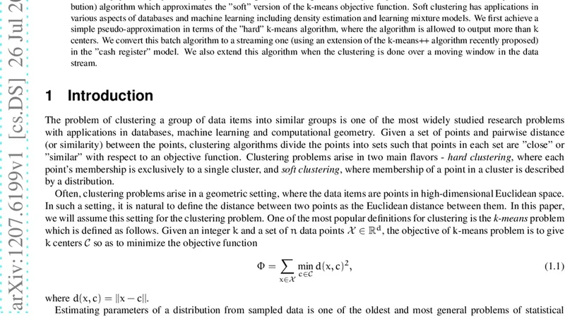Achieving Approximate Soft Clustering in Data Streams