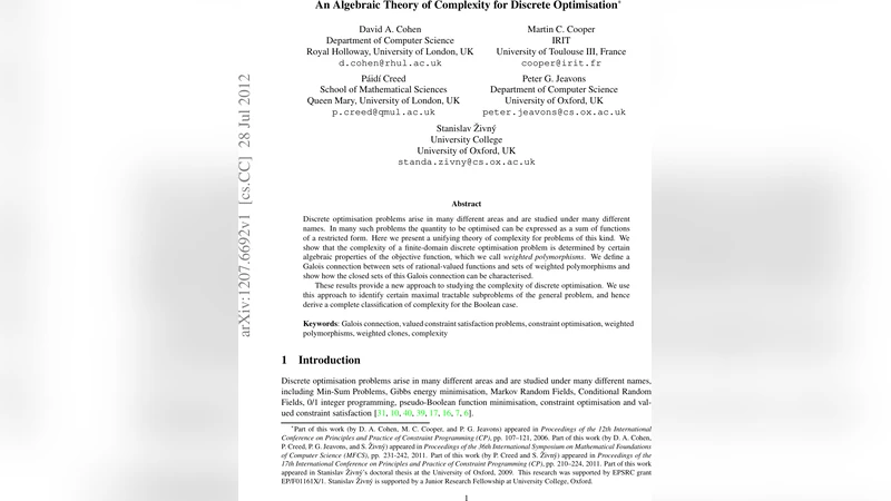 An Algebraic Theory of Complexity for Discrete Optimisation