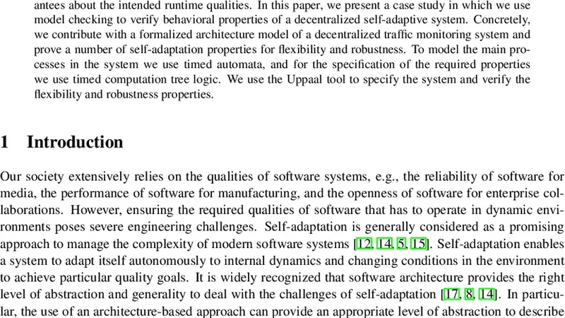 A Case Study on Formal Verification of Self-Adaptive Behaviors in a   Decentralized System