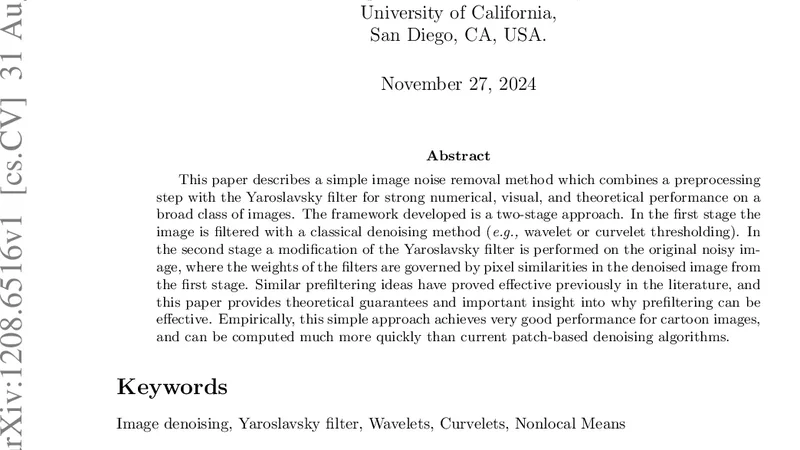 A two-stage denoising filter: the preprocessed Yaroslavsky filter
