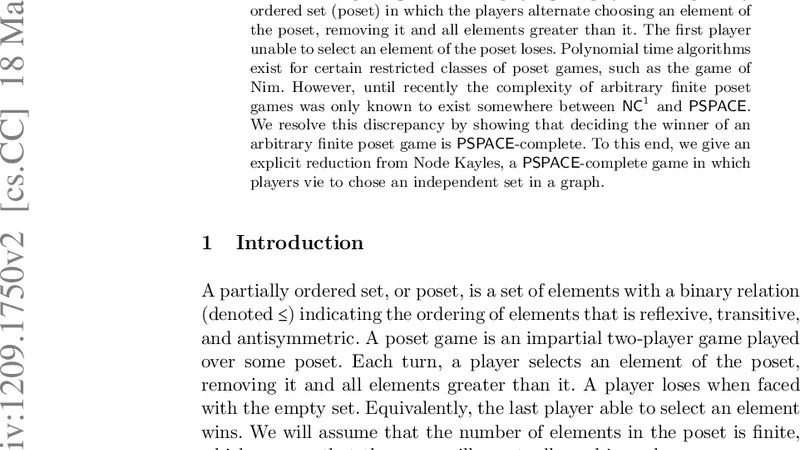 Deciding the Winner of an Arbitrary Finite Poset Game is PSPACE-Complete