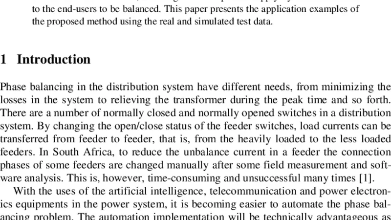 Feeder Load Balancing using Neural Network