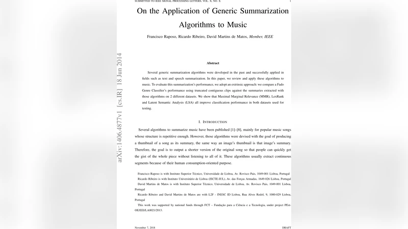 On the Application of Generic Summarization Algorithms to Music