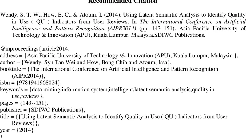 Using Latent Semantic Analysis to Identify Quality in Use (QU)   Indicators from User Reviews