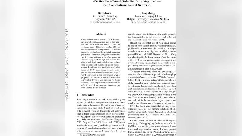 Effective Use of Word Order for Text Categorization with Convolutional   Neural Networks