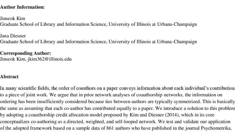 Coauthorship networks: A directed network approach considering the order   and number of coauthors