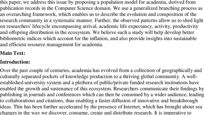 A Population Model for the Academic Ecosystem