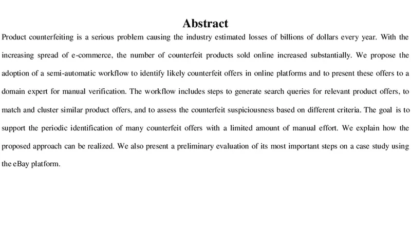 Semi-automatic identification of counterfeit offers in online shopping   platforms