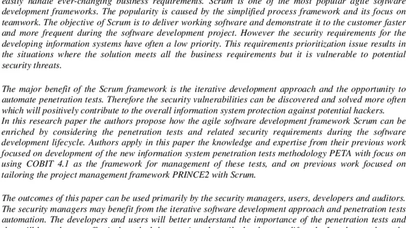 Penetration Testing in Agile Software Development Projects