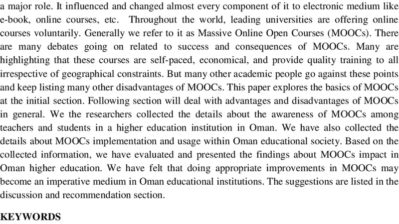 Social Impact of MOOCs in Oman Higher Education