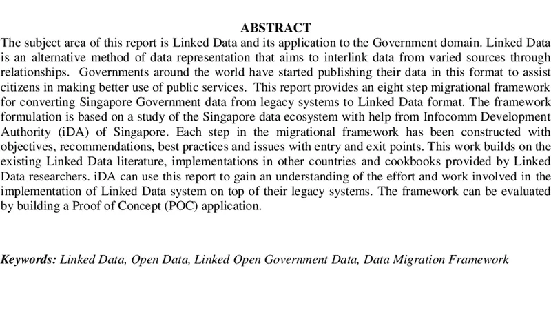 Designing a Linked Data Migrational Framework for Singapore Government   Datasets