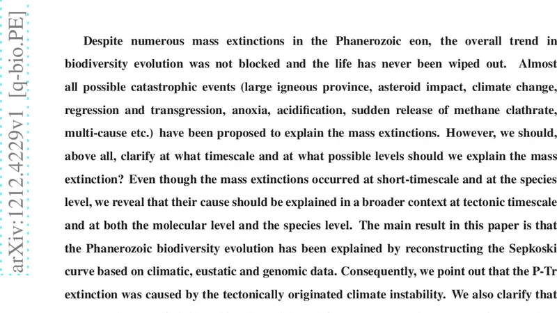 The tectonic cause of mass extinctions and the genomic contribution to   biodiversification