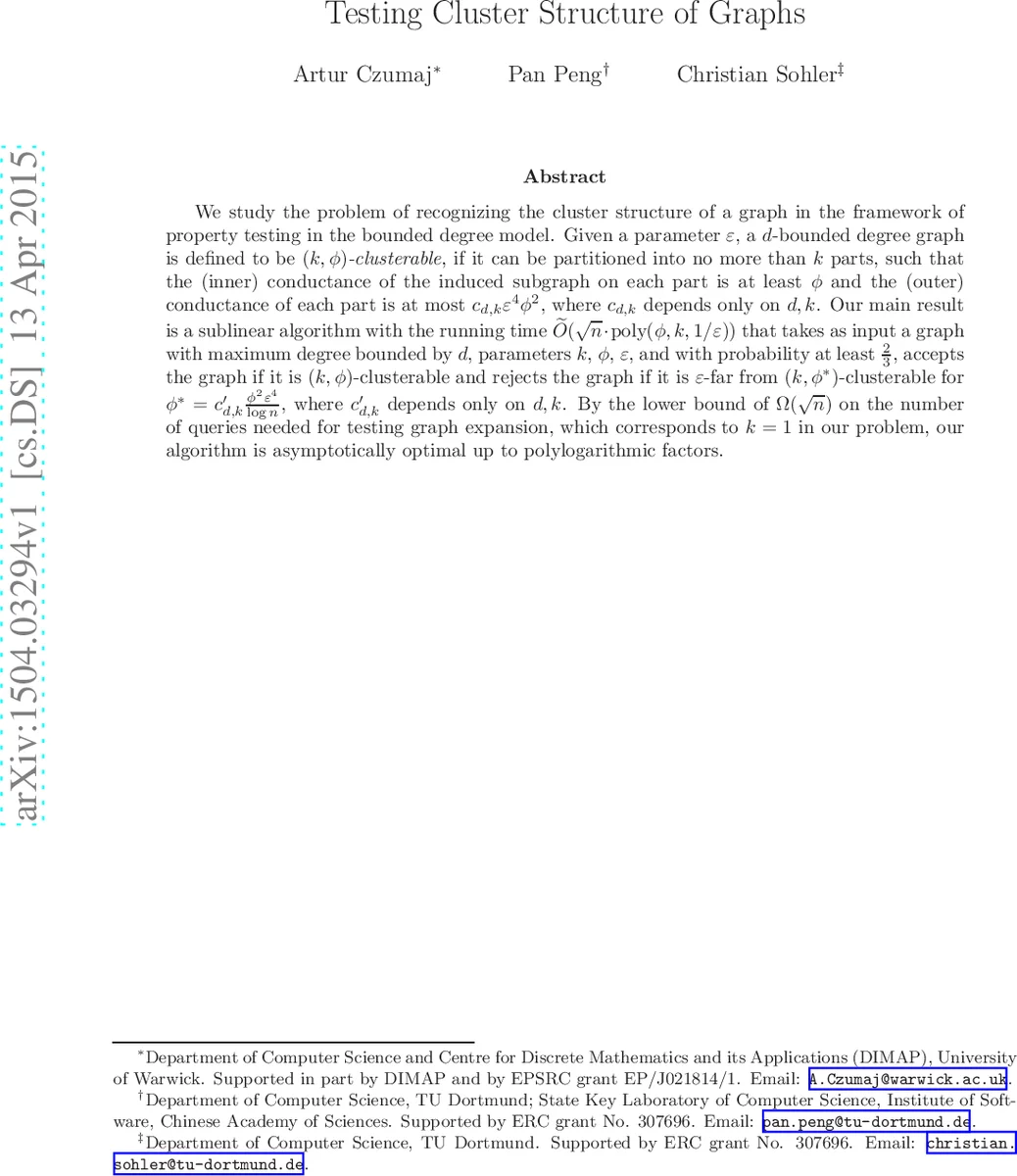 Testing Cluster Structure of Graphs