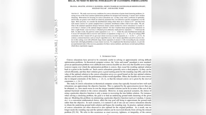 Relax, no need to round: integrality of clustering formulations