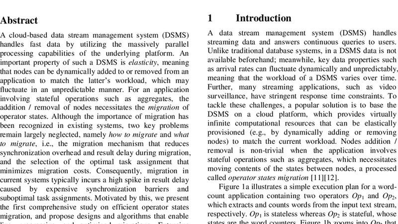 Optimal Operator State Migration for Elastic Data Stream Processing