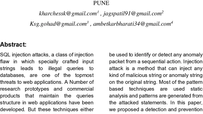 Preventing SQL Injection attack using pattern matching algorithm