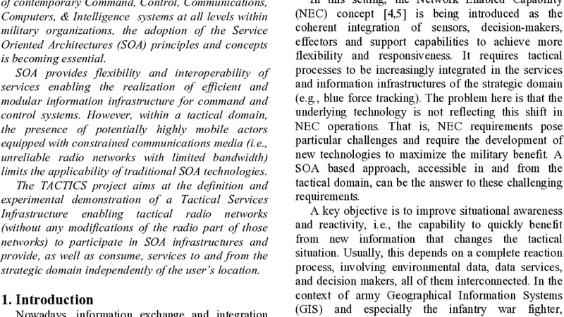 TACTICS: TACTICal Service Oriented Architecture