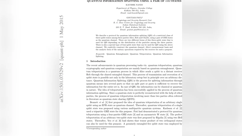 Quantum Information splitting using a pair of GHZ states