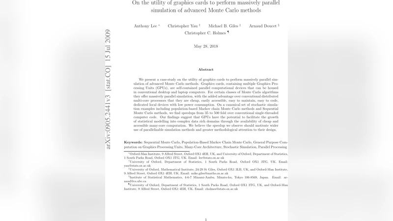 On the utility of graphics cards to perform massively parallel   simulation of advanced Monte Carlo methods