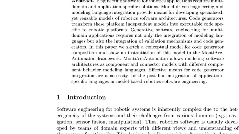 Code Generator Composition for Model-Driven Engineering of Robotics   Component & Connector Systems